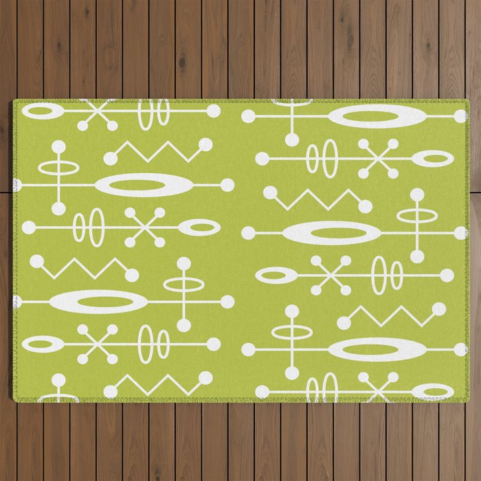 Mid Century Modern Radioactive Surfer 251 Chartreuse Outdoor Rug Gallery Image 2
