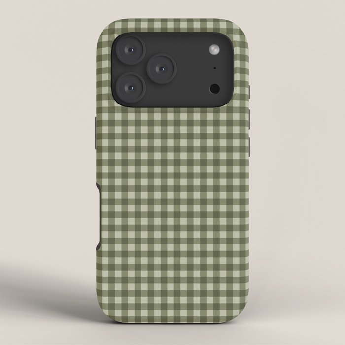 Gingham Plaid Pattern - Natural Green iPhone Case Gallery Image 3