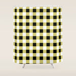 Gingham Large Yellow Black White Shower Curtain Gallery Image 1