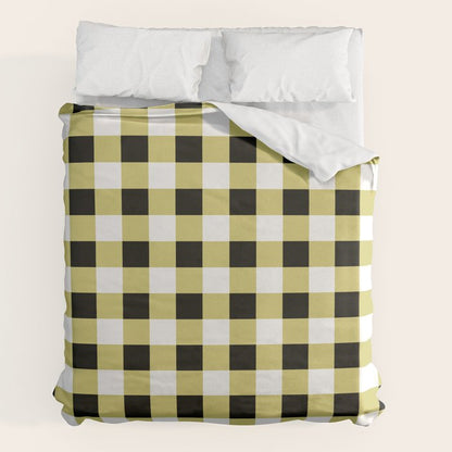 Gingham Large Yellow Black White Duvet Cover Gallery Image 2