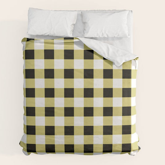 Gingham Large Yellow Black White Duvet Cover Gallery Image 2
