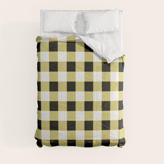 Gingham Large Yellow Black White Comforter Gallery Image 8