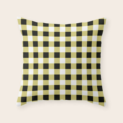 Gingham Large Yellow Black White Throw Pillow Gallery Image 5