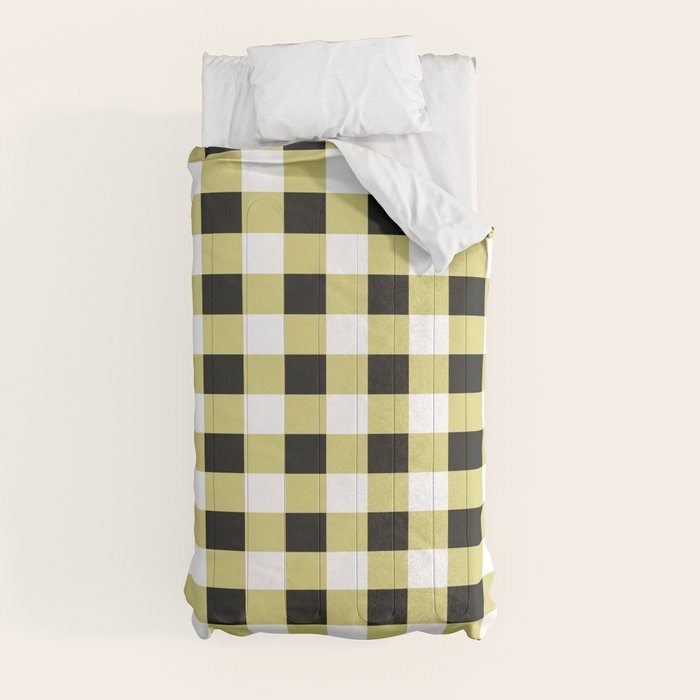 Gingham Large Yellow Black White Comforter Gallery Image 9