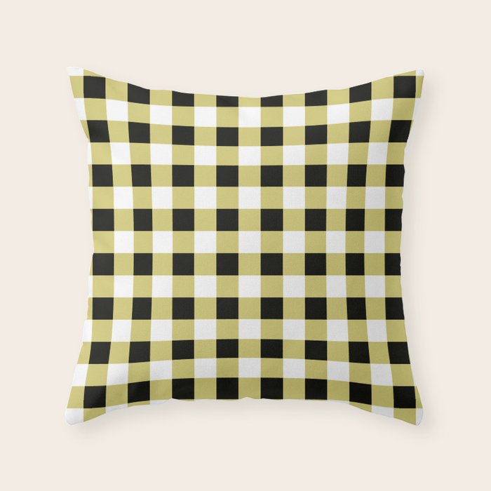 Gingham Large Yellow Black White Throw Pillow Gallery Image 2