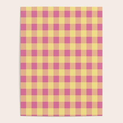 Gingham Large Pink Orange Yellow Poster Gallery Image 2
