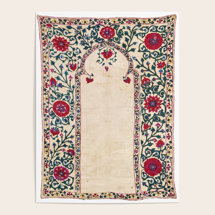 Shakhrisyabz Suzani Joynamoz Uzbekistan Floral Embroidery Print Poster Gallery Image 4