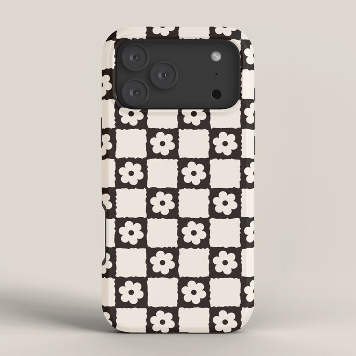 Retro Flower Checker in Black&White iPhone Case Gallery Image 4