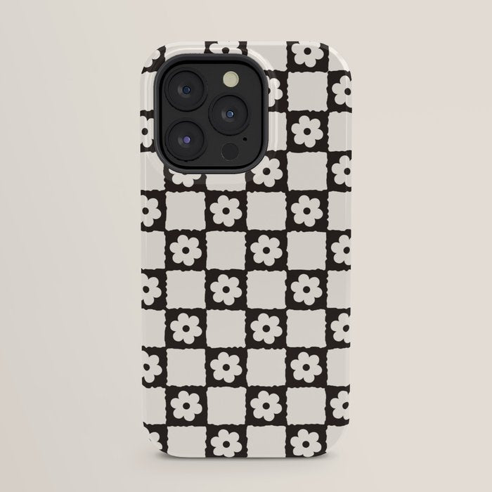 Retro Flower Checker in Black&White iPhone Case Gallery Image 23
