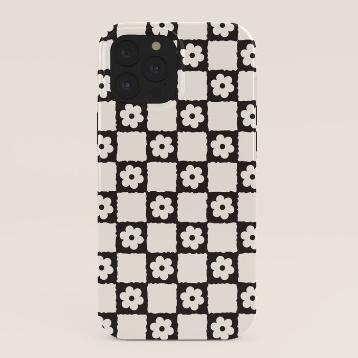 Retro Flower Checker in Black&White iPhone Case Gallery Image 40