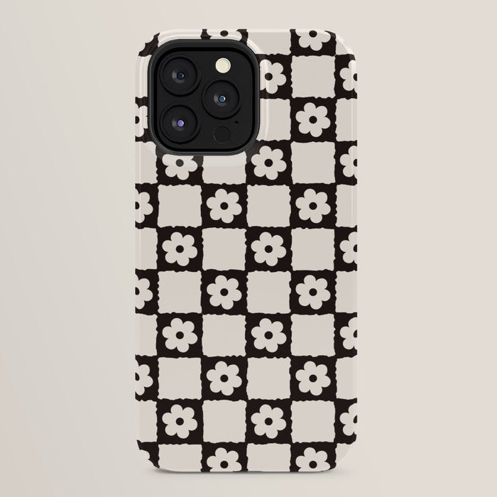 Retro Flower Checker in Black&White iPhone Case Gallery Image 32