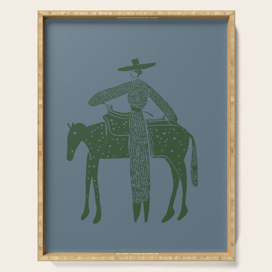 Solo Steady Seamoss â Cowgirl Art with Earthy Tones Serving Tray Gallery Image 1