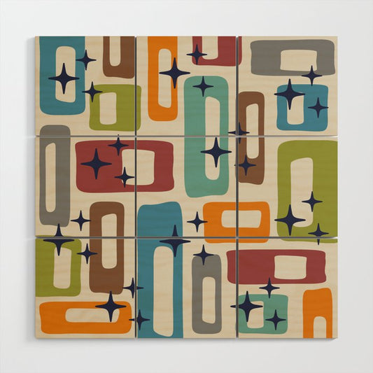 Retro Mid Century Modern Abstract Pattern 224 Atomic Googie Wood Wall Art Gallery Image 2