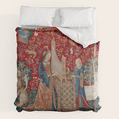 Lady and Unicorn Medieval Tapestry Hearing Comforter Gallery Image 2