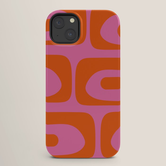 Mid-Century Modern Piquet Minimalist Abstract in Hot Pink and Retro Red Orange iPhone Case Gallery Image 26