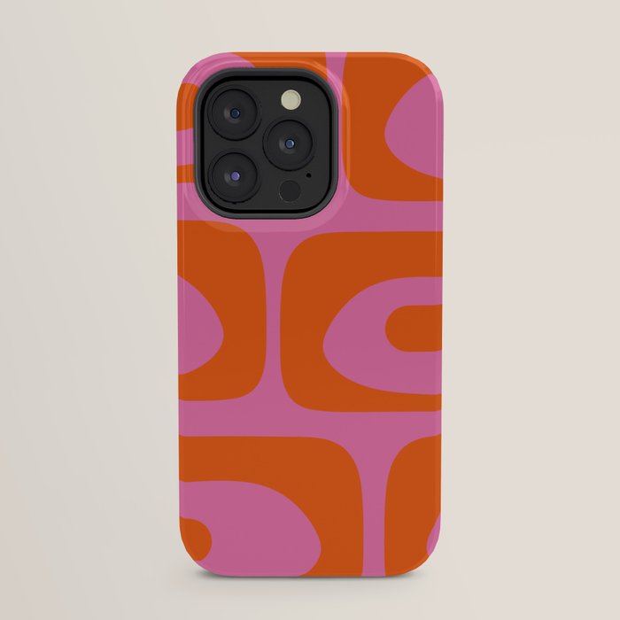 Mid-Century Modern Piquet Minimalist Abstract in Hot Pink and Retro Red Orange iPhone Case Gallery Image 23