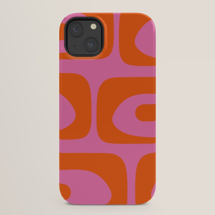 Mid-Century Modern Piquet Minimalist Abstract in Hot Pink and Retro Red Orange iPhone Case Gallery Image 30
