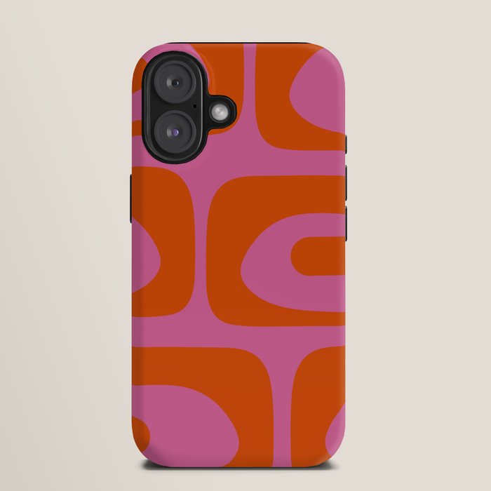 Mid-Century Modern Piquet Minimalist Abstract in Hot Pink and Retro Red Orange iPhone Case Gallery Image 9