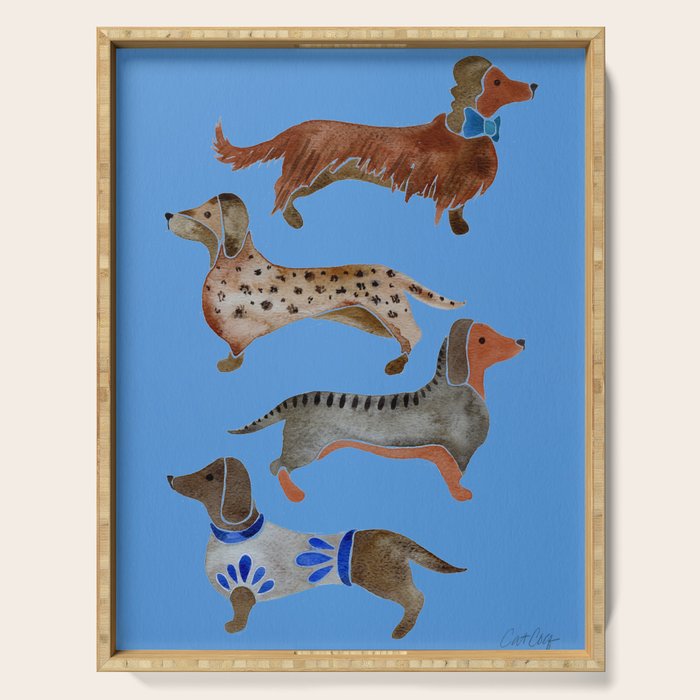 Dachshunds - Cornflower Blue Palette Serving Tray Gallery Image 1