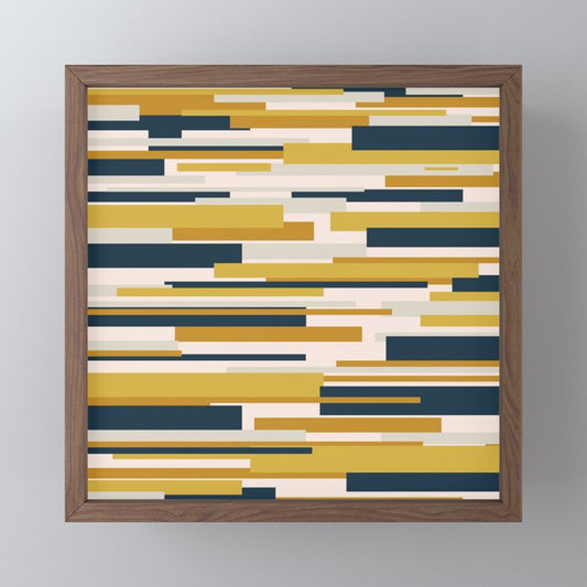 Wright Mid-Century Modern Abstract in Mustard Yellow, Navy Blue, Pale Blush Mini Art Print Gallery Image 2