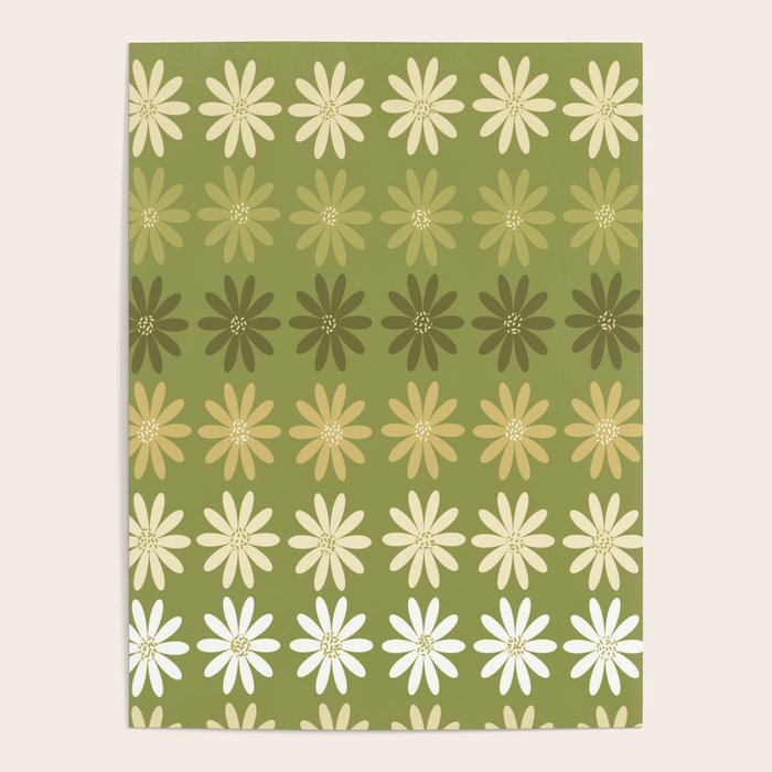 Ombre Abstract Daisies on Olive Green Poster Gallery Image 1