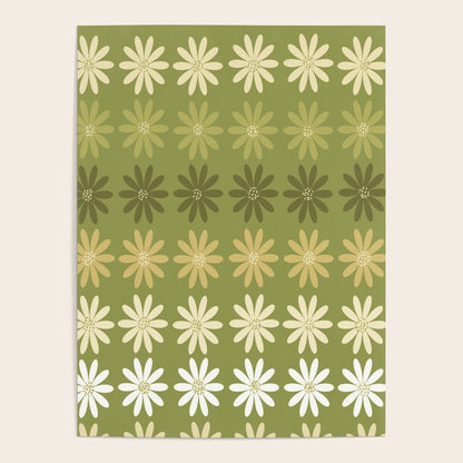 Ombre Abstract Daisies on Olive Green Poster Gallery Image 1