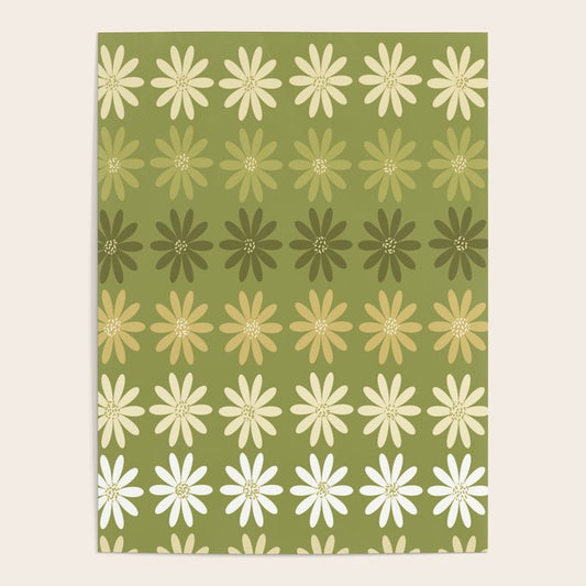 Ombre Abstract Daisies on Olive Green Poster Gallery Image 1