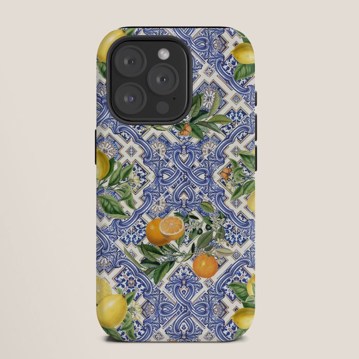 Mediterranean blue ceramic tiles, citrus fruit, lemons and oranges iPhone Case Gallery Image 11