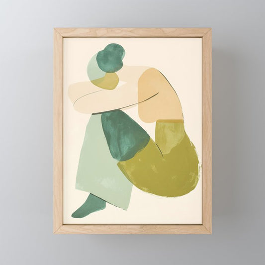 Sage Green Abstract Woman Painting Mini Art Print Gallery Image 1
