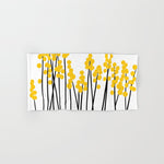 Hello Spring! Yellow/Black Retro Plants on White #decor #society6 #buyart Hand & Bath Towel Gallery Image 1