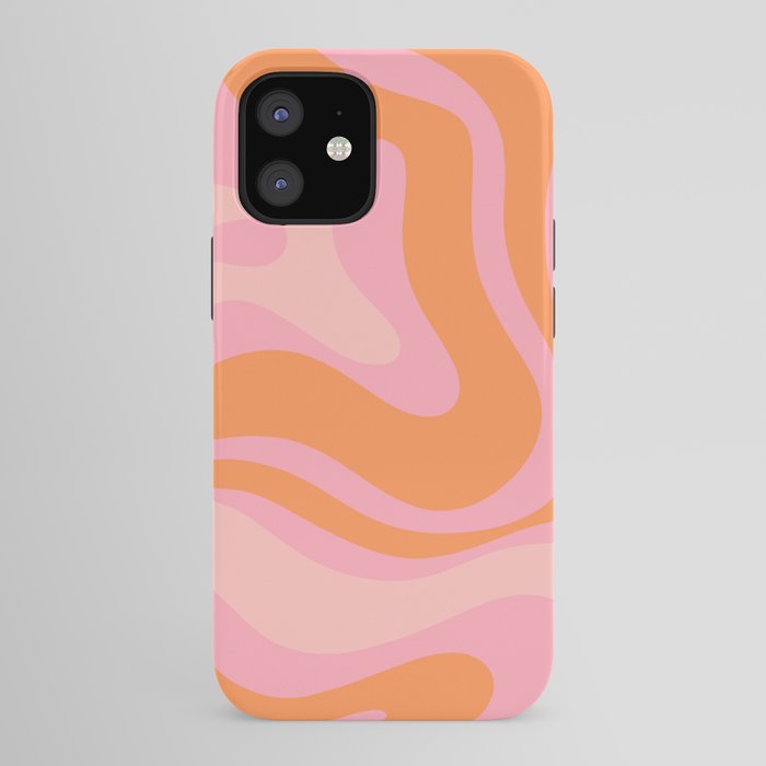 Modern Liquid Swirl Abstract Pattern Square in Retro Pink and Orange iPhone Case Gallery Image 41
