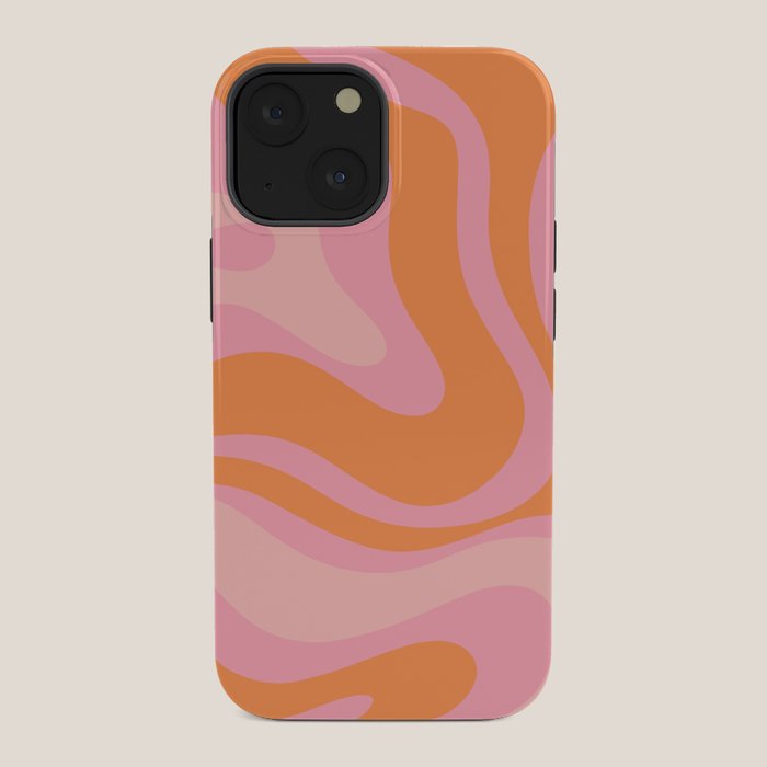 Modern Liquid Swirl Abstract Pattern Square in Retro Pink and Orange iPhone Case Gallery Image 34