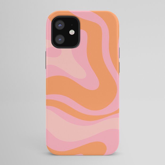 Modern Liquid Swirl Abstract Pattern Square in Retro Pink and Orange iPhone Case Gallery Image 42