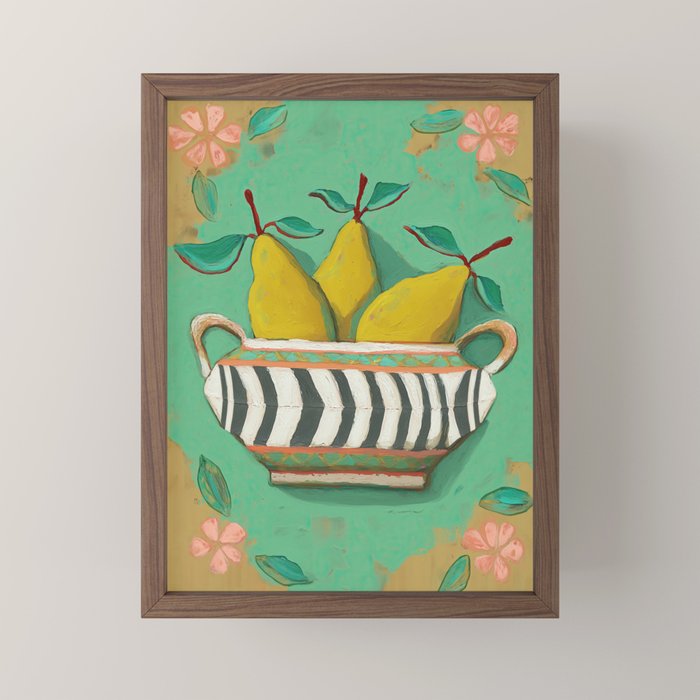 Striped Bowl with Pears Mini Art Print Gallery Image 2