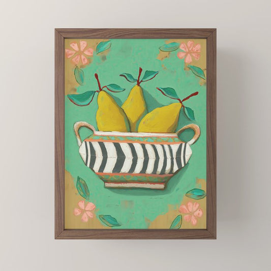 Striped Bowl with Pears Mini Art Print Gallery Image 2