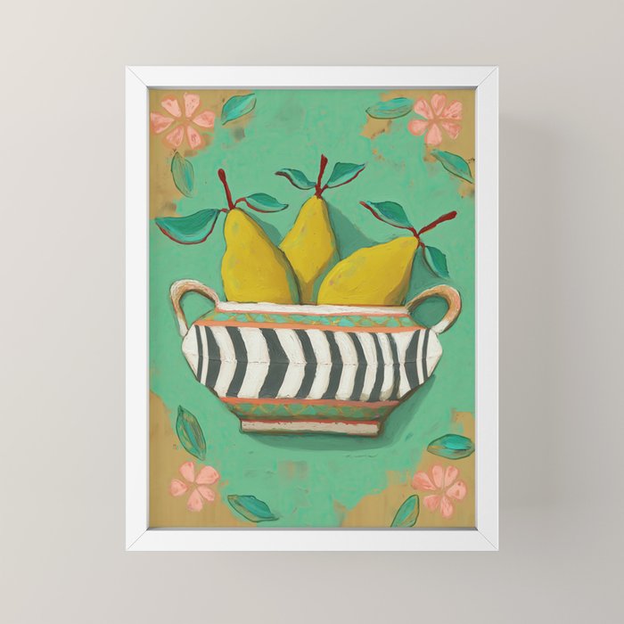Striped Bowl with Pears Mini Art Print Gallery Image 4