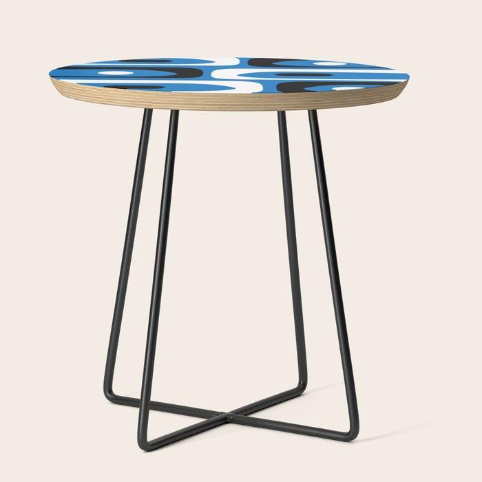 Mid Century Modern Abstract Retro Piquet Minimalist Pattern Blue Black White Side Table Gallery Image 2