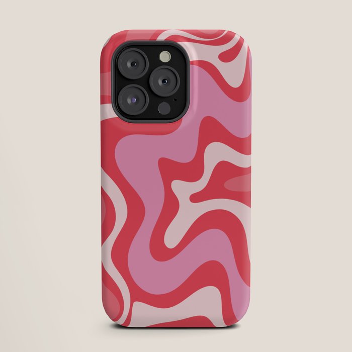 Retro Liquid Swirl Abstract Pattern Cherry Red Pink iPhone Case Gallery Image 19