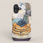 Blueberry Pancakes and Coffee Watercolor Breakfast Still Life iPhone Case Gallery Image 1