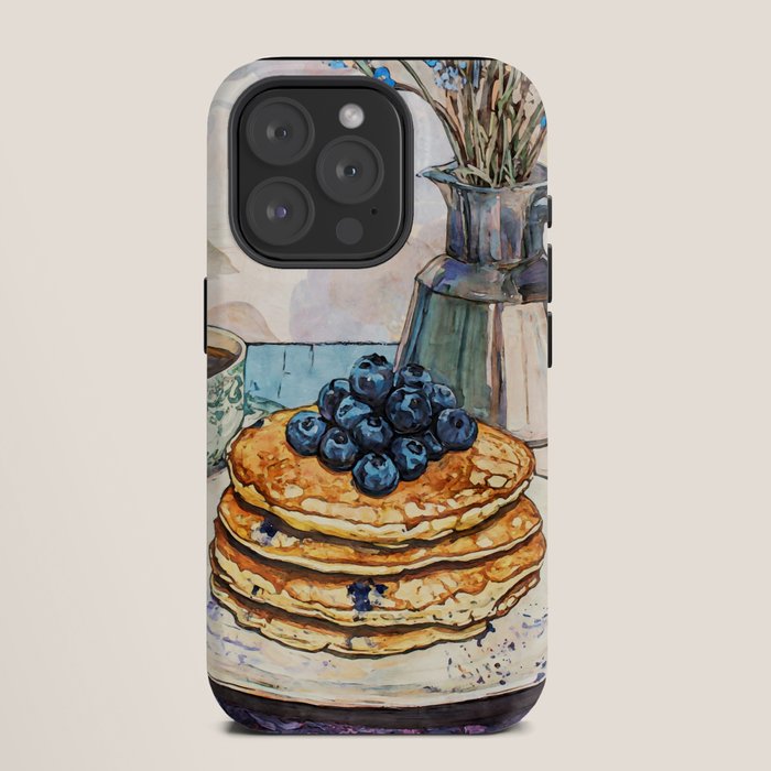 Blueberry Pancakes and Coffee Watercolor Breakfast Still Life iPhone Case Gallery Image 11
