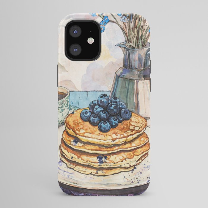 Blueberry Pancakes and Coffee Watercolor Breakfast Still Life iPhone Case Gallery Image 42