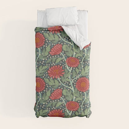Arts and crafts red chrysanthemum pattern Duvet Cover Gallery Image 4