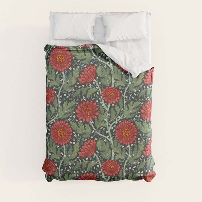 Arts and crafts red chrysanthemum pattern Duvet Cover Gallery Image 8