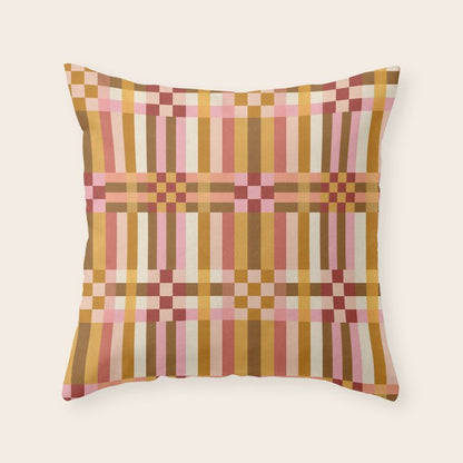 Woven Checks and Stripes - Harvest Gold Throw Pillow Gallery Image 6