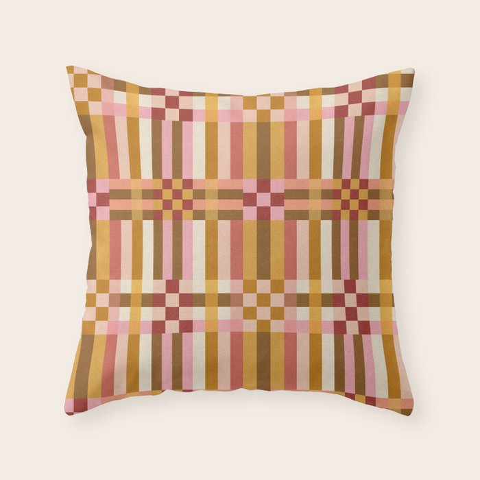 Woven Checks and Stripes - Harvest Gold Throw Pillow Gallery Image 3