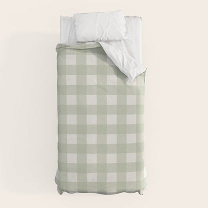 Sage Green Gingham Check Pattern Duvet Cover Gallery Image 10