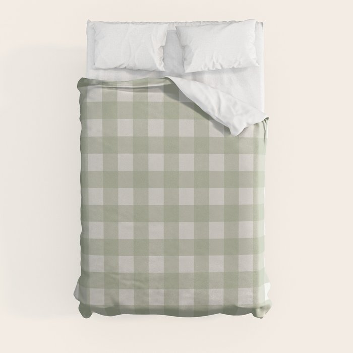 Sage Green Gingham Check Pattern Duvet Cover Gallery Image 3