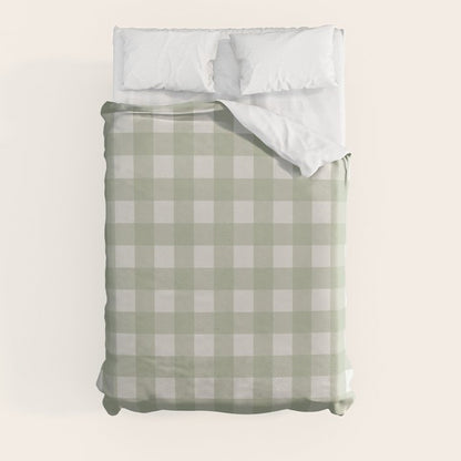 Sage Green Gingham Check Pattern Duvet Cover Gallery Image 3