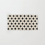 Midcentury Modern Atomic Age Starburst Pattern in Black and Almond Cream Bath Towel Gallery Image 1