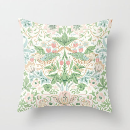William Morris Strawberry Thief Cochineal Willow Throw Pillow Gallery Image 1